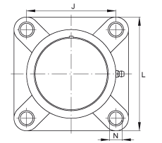 軸承座單元 PCJ20-TV-FA125.5, 四孔塑料軸承座，帶偏心鎖圈的外球面球軸承，帶 Corrotect? 涂層，P型密封