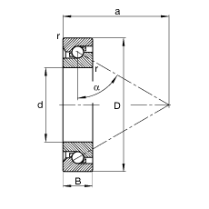 推力角接觸球軸承 BSB045100-T, 單向，接觸角 α = 60°，限制公差