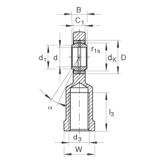 桿端軸承 GIR25-DO, 根據(jù) DIN ISO 12 240-4 標準，帶右旋內(nèi)螺紋，需維護