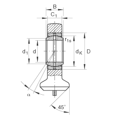 液壓桿端軸承 GK17-DO, 根據(jù) DIN ISO 12 240 標(biāo)準(zhǔn)，帶焊接面，需維護(hù)