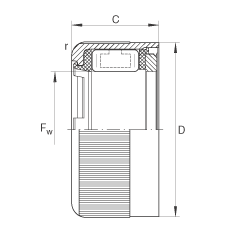 沖壓外圈滾柱離合器 HFL0606-KF-R, 滑動(dòng)或滾動(dòng)軸承布置，塑料彈簧，外圈滾花
