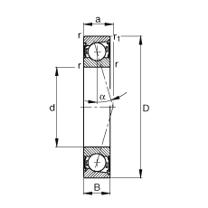 主軸軸承 B71915-C-2RSD-T-P4S, 調(diào)節(jié)，成對安裝，接觸角 α = 15°，兩側(cè)唇密封，非接觸，加嚴(yán)公差