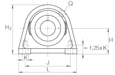 直立式軸承座單元 PSHEY17, 鑄鐵軸承座，內(nèi)圈帶平頭螺釘?shù)耐馇蛎媲蜉S承，P 型密封