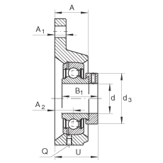 軸承座單元 PCFTR15, 帶三個(gè)螺栓孔的法蘭的軸承座單元，鑄鐵，偏心鎖圈，P型密封