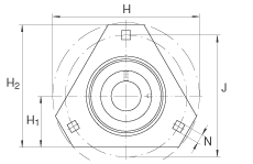 軸承座單元 RATR30, 帶三個(gè)螺栓孔的法蘭的軸承座單元，沖壓鋼板，偏心鎖圈，P型密封