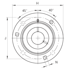 軸承座單元 GRRY25-VA, 帶三個/四個螺栓孔的法蘭的軸承座單元，沖壓鋼板，內(nèi)圈帶平頭螺釘，R 型密封， 耐腐蝕保護(hù)