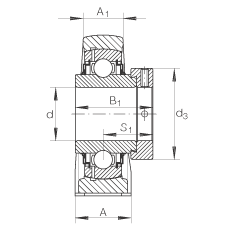 直立式軸承座單元 LASE30-N, 鑄鐵軸承座，帶偏心鎖圈的外球面球軸承，L 型密封