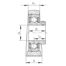 直立式軸承座單元 PSHEY17, 鑄鐵軸承座，內(nèi)圈帶平頭螺釘?shù)耐馇蛎媲蜉S承，P 型密封